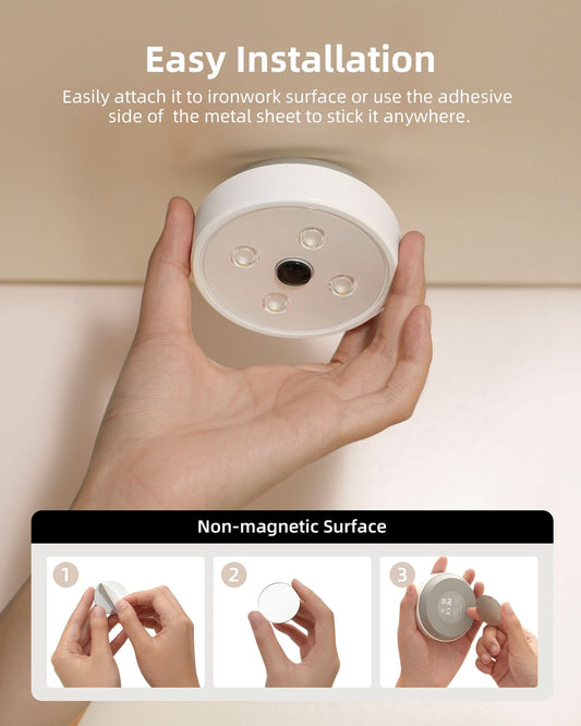 SPIRESHOP Cold White Led Puck Lights Group Control Under Cabinet Lights with Remote Station