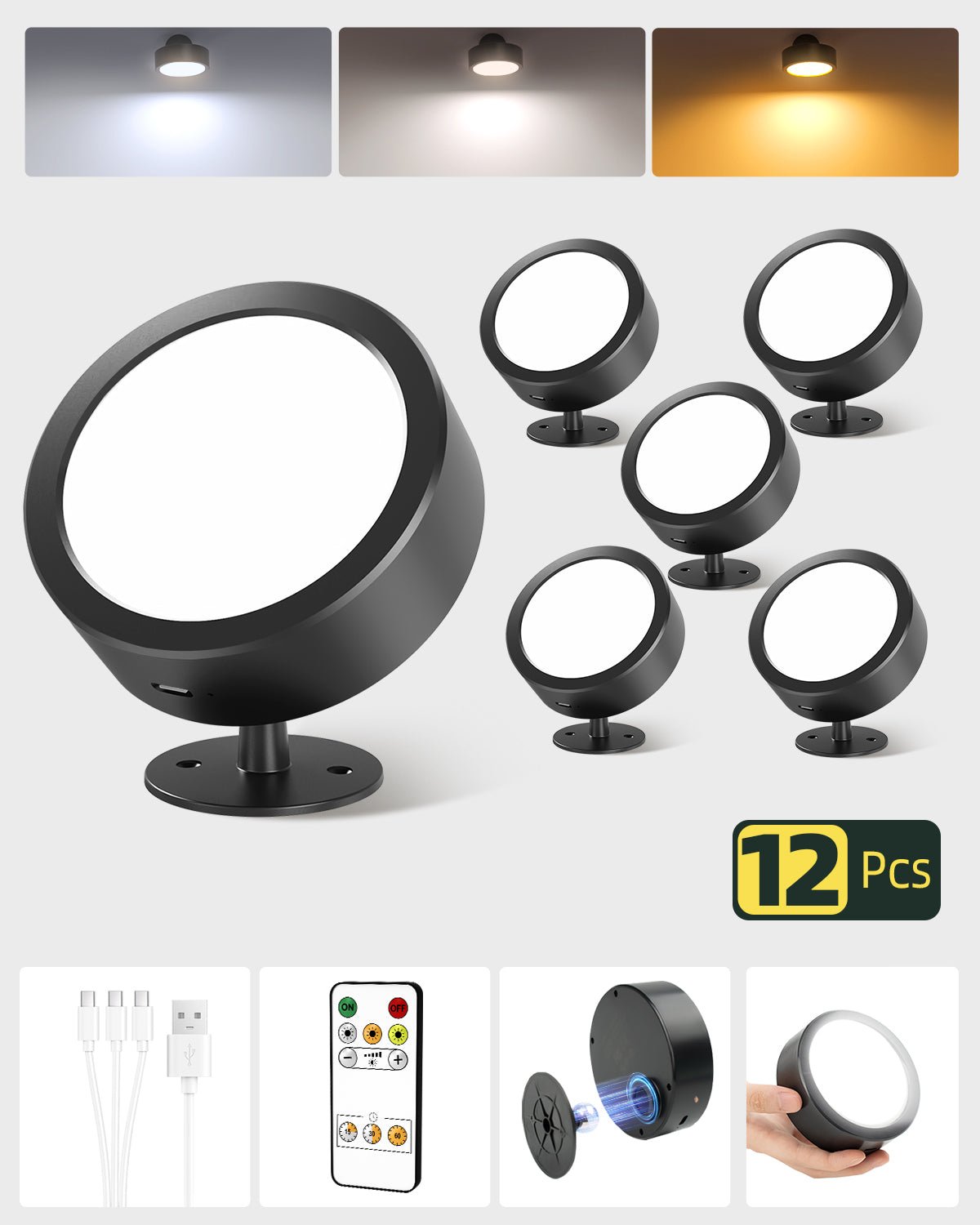 ShopSpire 360°Rotation  Remote and Touch Control LED Wall Mounted Lights