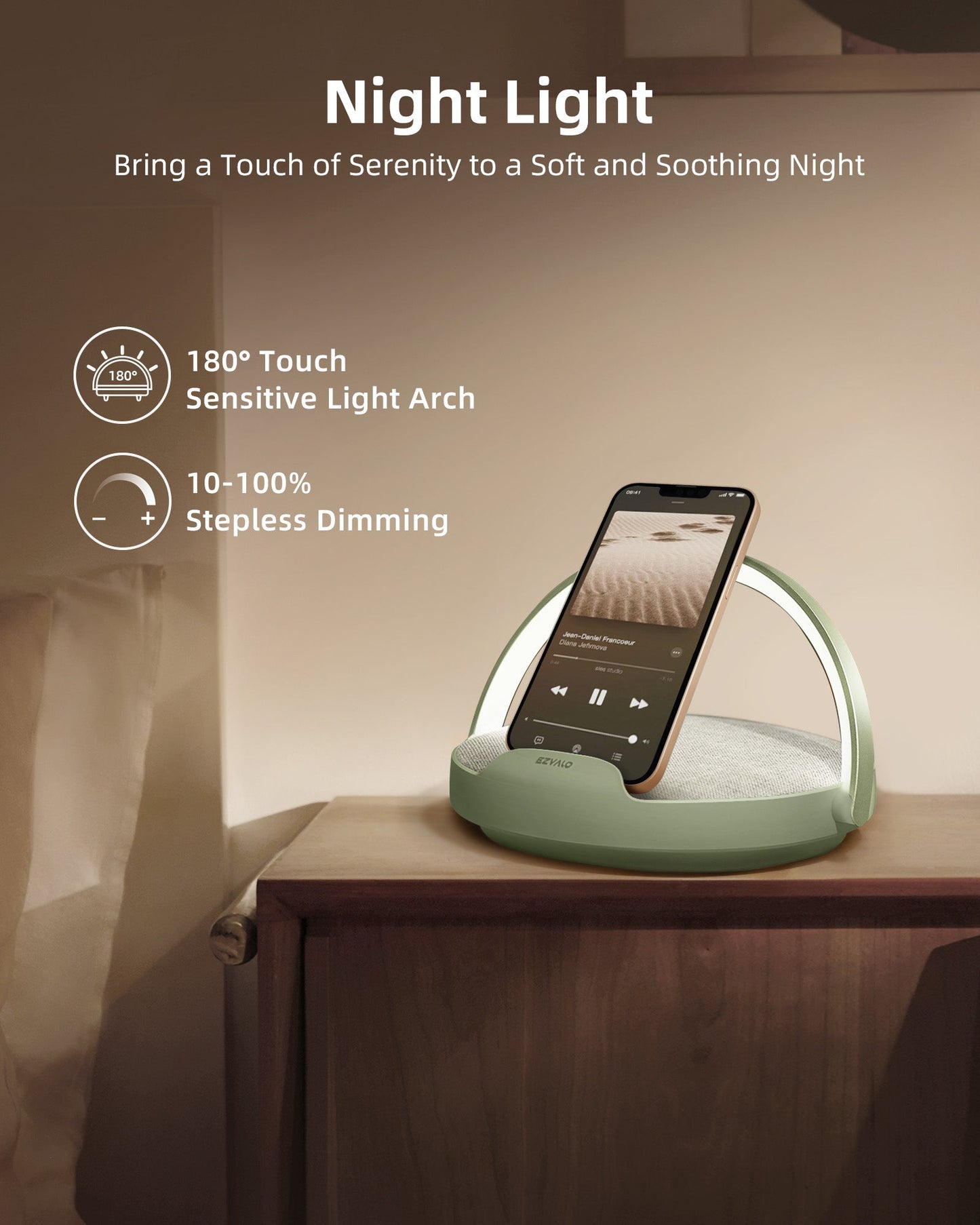 SPIRESHOP 4 in 1 Portable Bedside Lamp  Bluetooth Speaker