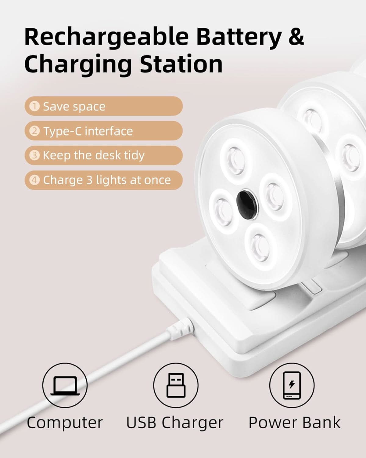 SPIRESHOP Cold White Led Puck Lights Group Control Under Cabinet Lights with Remote Station