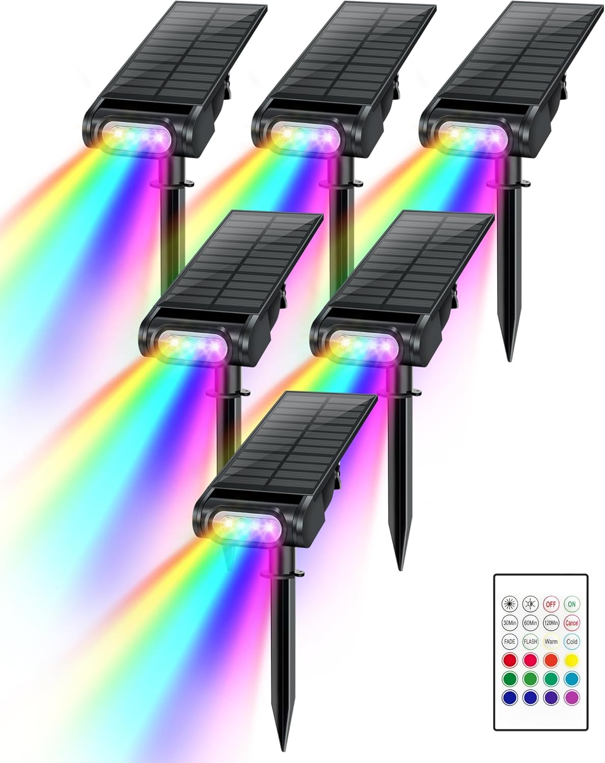 SPIRESHOP Color Changing Solar Spot Lights
