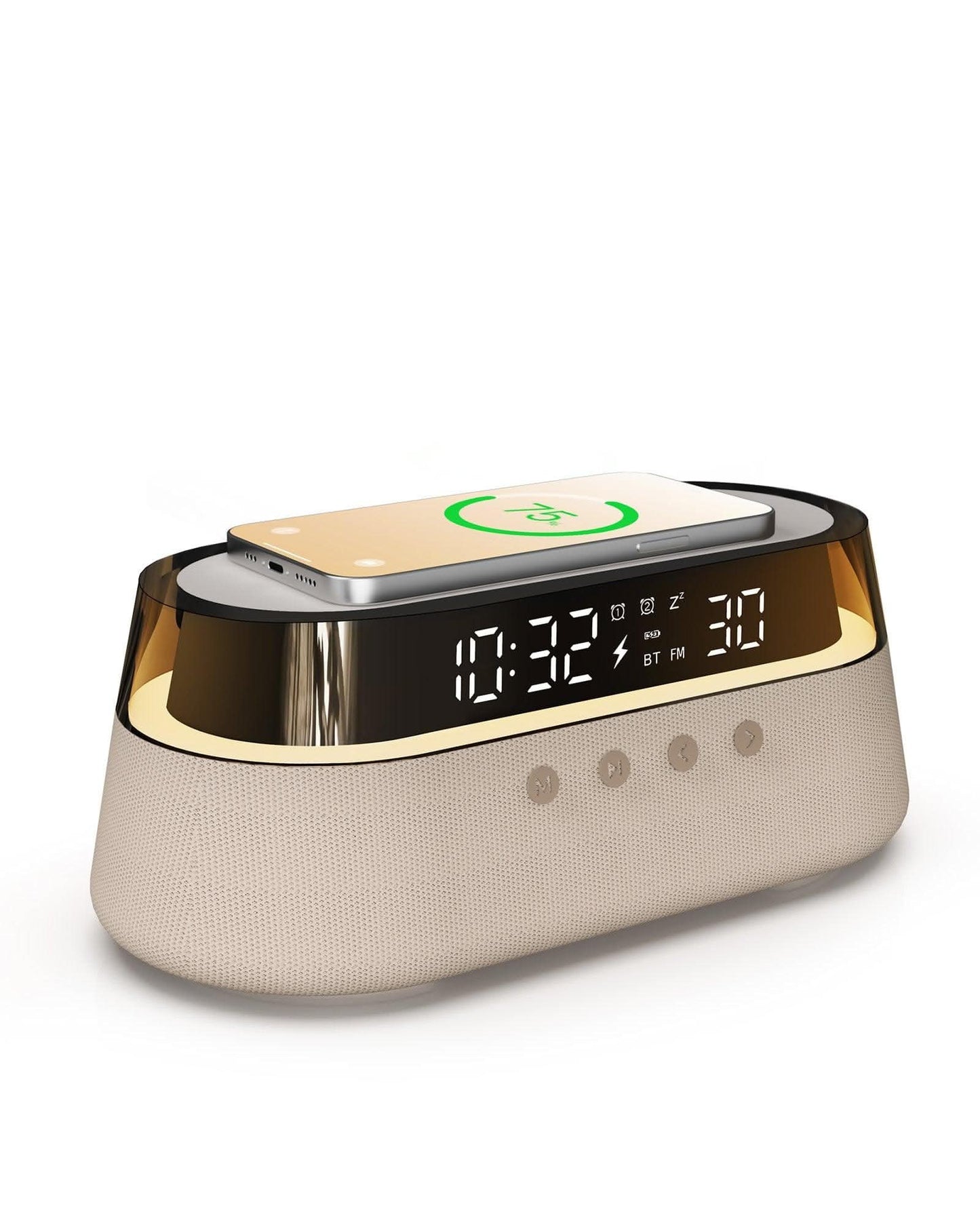 SPIRESHOP EzChrono Pro 6-in-1 Radio Alarm Clock with Wireless Charging 15W