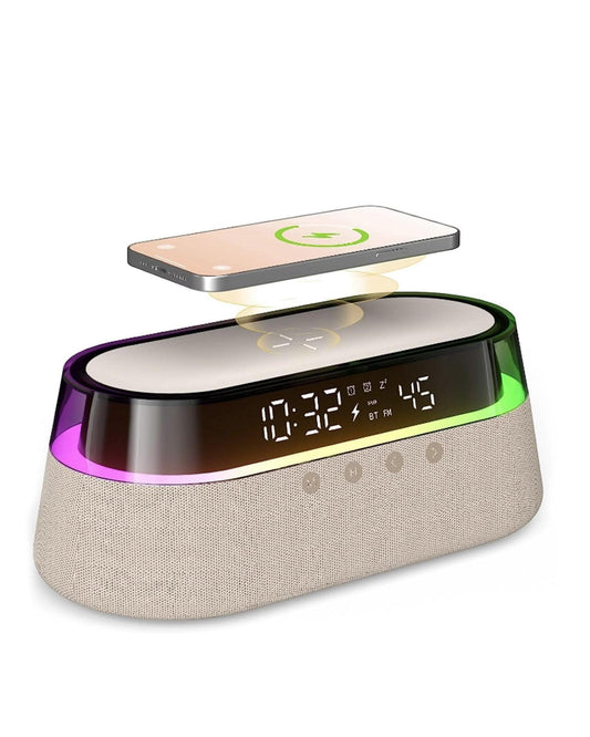 SPIRESHOP EzChrono Pro 6-in-1 Radio Alarm Clock with Wireless Charging 15W