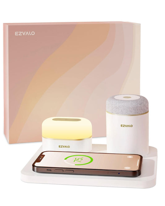 SPIRESHOP EzFlex E 3-in-1 gift box with Wireless Phone Charger & LED Night Light & Portable Speaker- White