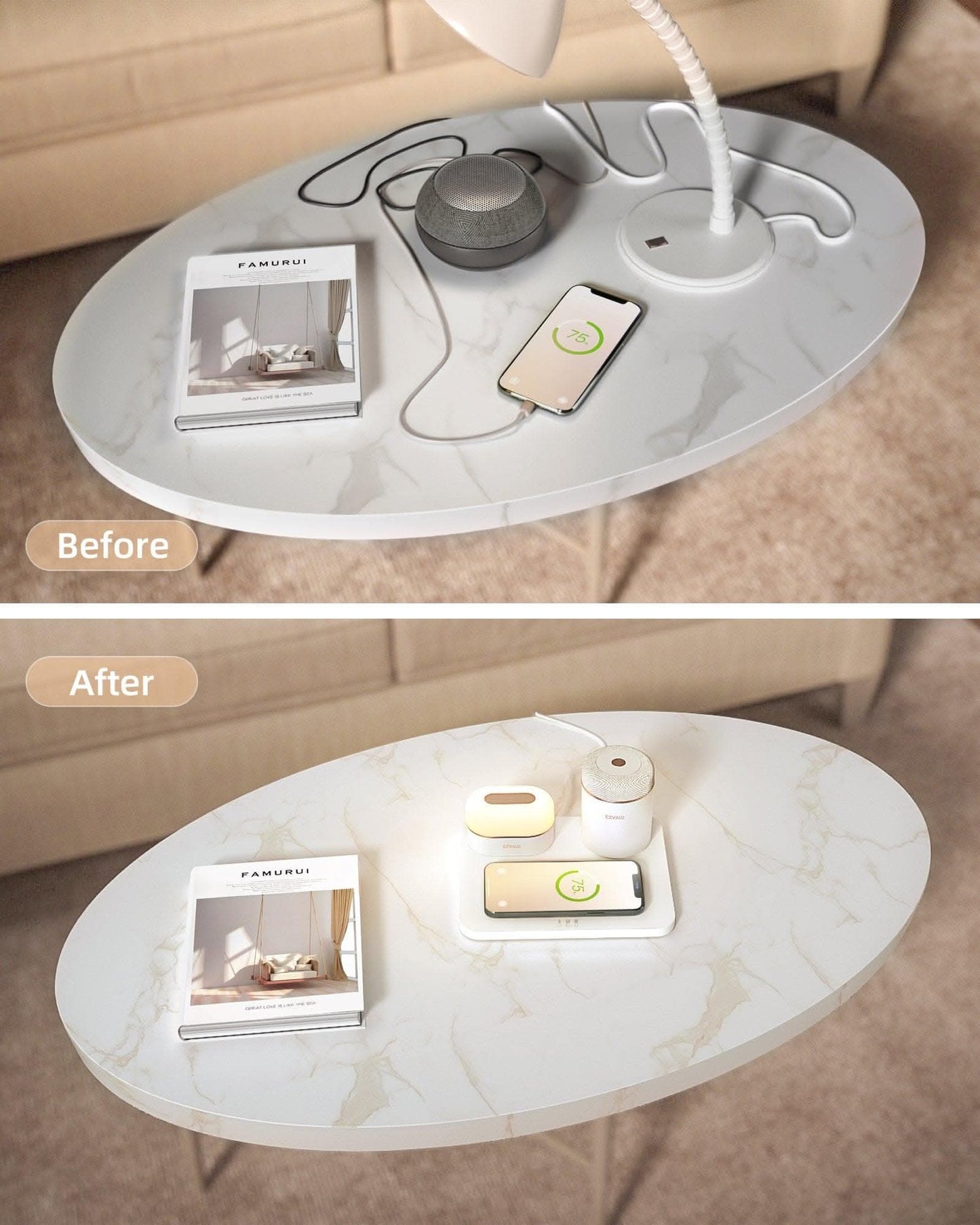 SPIRESHOP EzFlex E 3-in-1 gift box with Wireless Phone Charger & LED Night Light & Portable Speaker- White