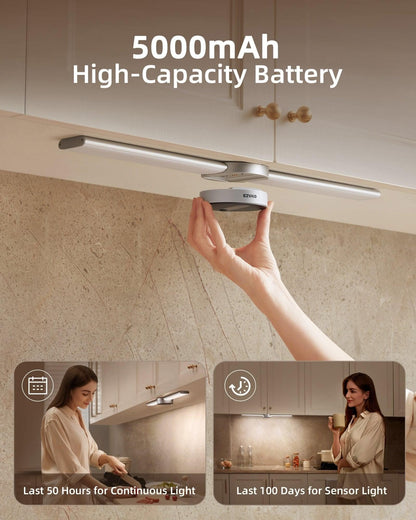 SPIRESHOP EzLumiBar Pro Motion Sensor Cabinet Light Rechargeable, hand-sweep dimming, 3 modes