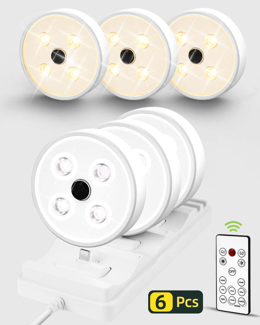 SPIRESHOP Led Puck Lights Pro Group Control Under Cabinet Lights with Remote Station