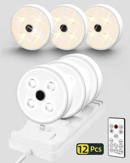 SPIRESHOP Led Puck Lights Pro Group Control Under Cabinet Lights with Remote Station