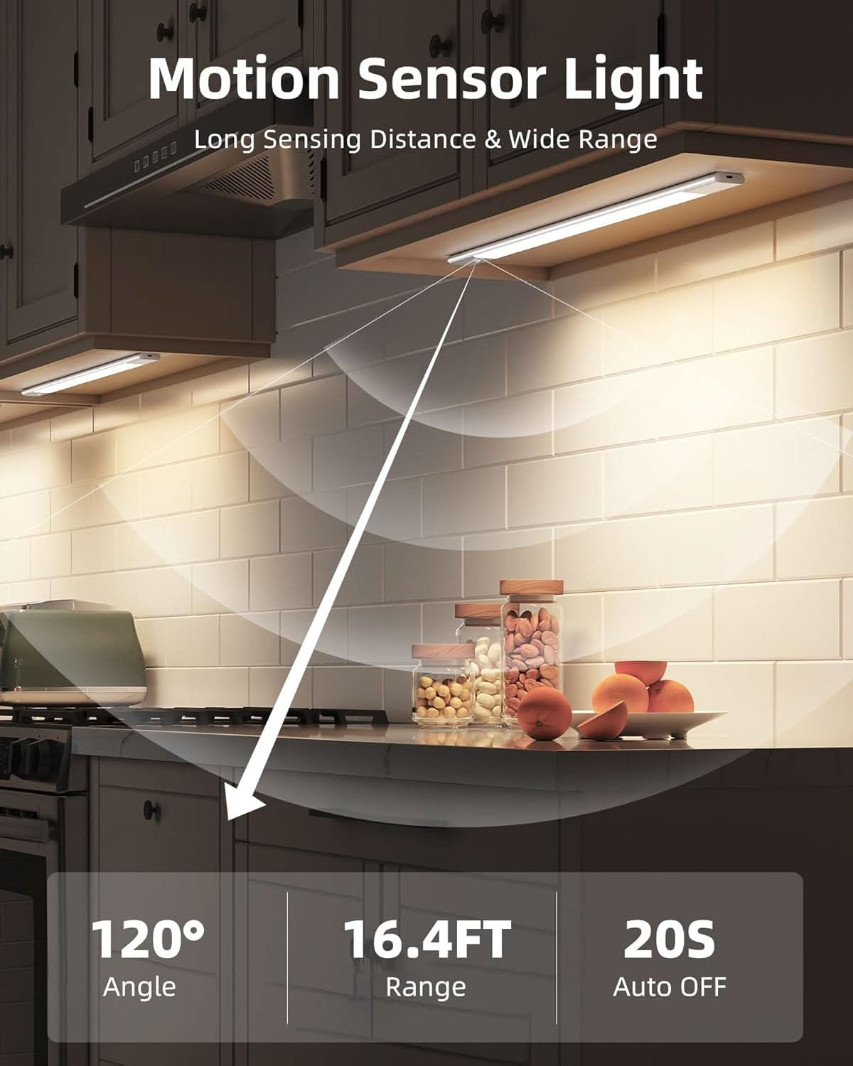 ShopSpire 20" Rechargeable Motion Sensor Cabinet Battery Powered  Led Light